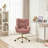 Velvet Fabric 360 Swivel Home Office Chair With Gold Metal Base And Universal Wheels,Pink-521083473
