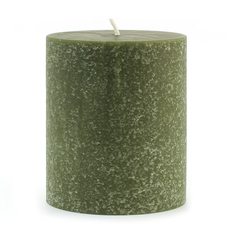 Timberline Unscented Pillar Candle, 4" H x 4" W x 4" D, Dark Olive