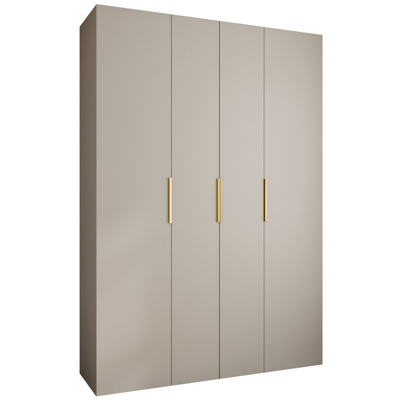 Wardrobe Moko 4, Cashmere/Gold, 245,5cm H x 170cm W x 50cm D