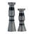 Pillar and Taper Candle Holder Stoneware and Ceramic Geometric Textured Pattern Blue and White Finish for Home Office Bedroom or Living Room Decor-1578478151