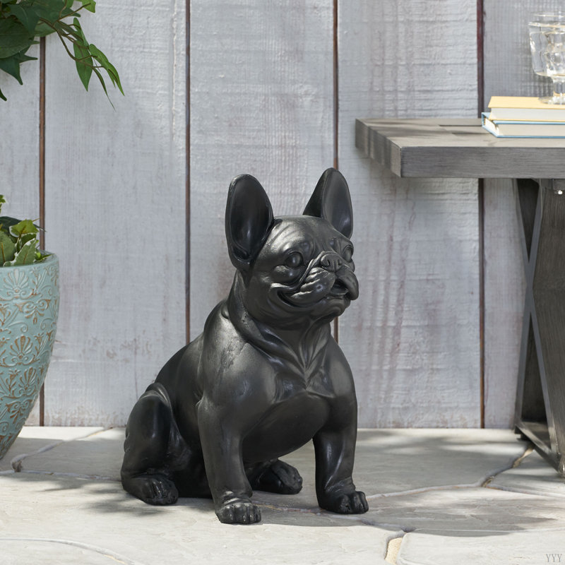 Statue de jardin bouledogue français Ohara, Noir mat