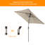 Parasol de marché carré d'extérieur à DEL de 6,5 pi avec bouton-poussoir inclinable pour terrasse Rimmel-1770042463