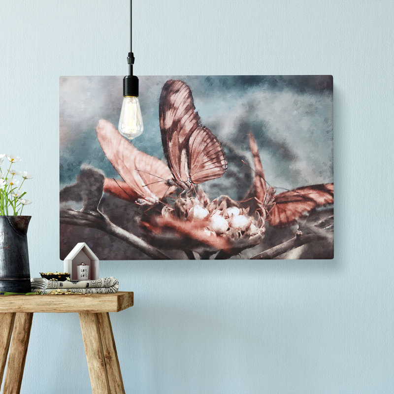 Pink Butterflies - Wrapped Canvas, 60cm H x 91cm W x 3cm D