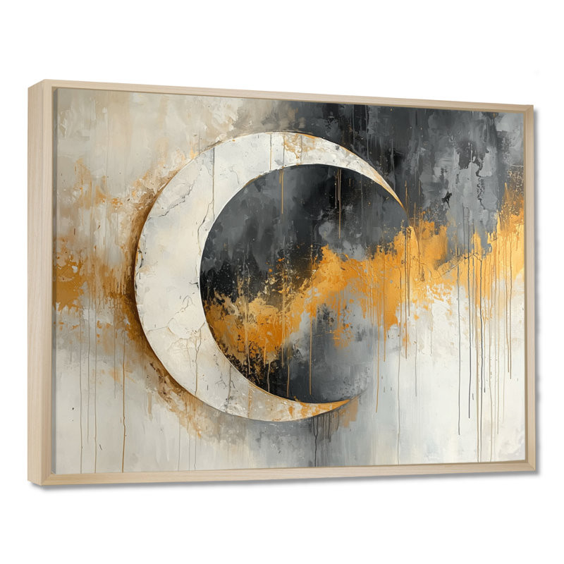 "Abstract Eclipse Of Memories", impression sur toile encadrée, H 34 po x l 44 po, Floater Framed, Crème, crème