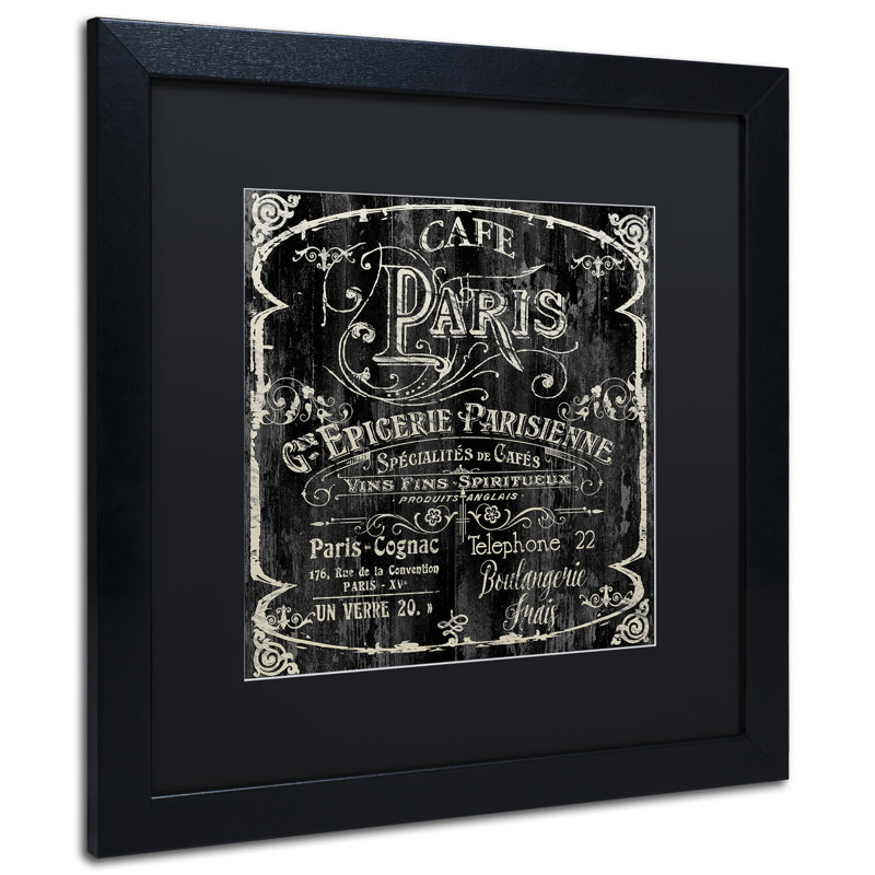 Publicité rétro encadrée «Jadaya Paris Bistro VI» par Color Bakery, H 11 po x l 11 po x P 0,5 po, Noir