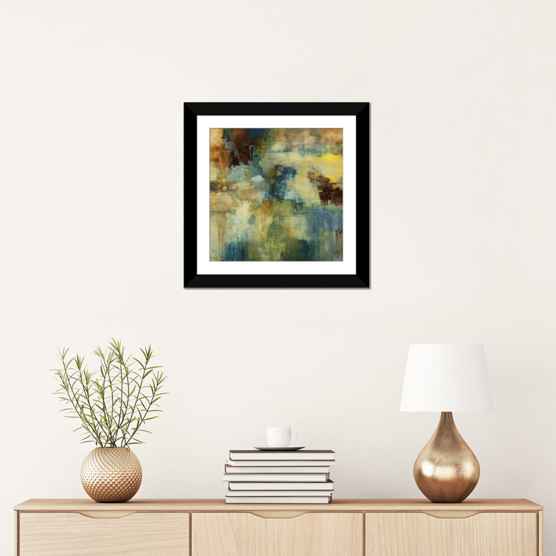 « horizoner ii », impression sur toile, H 16 po x l 16 po x P 1 po, Papier d'art encadré noir, Blanc