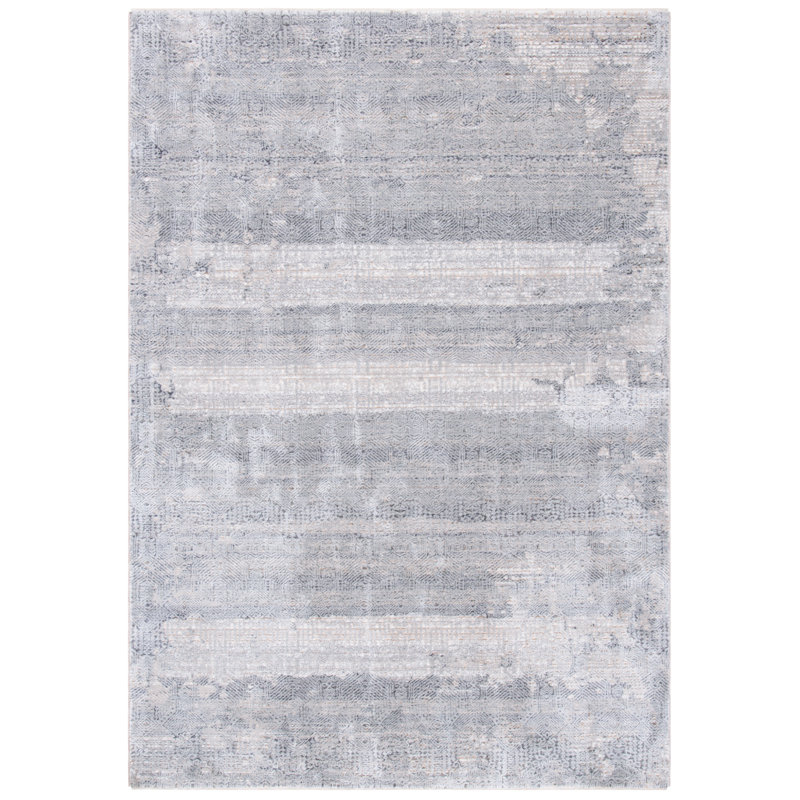 Gray and Beige Hand-knotted Wool and Viscose 8' x 10' Area Rug