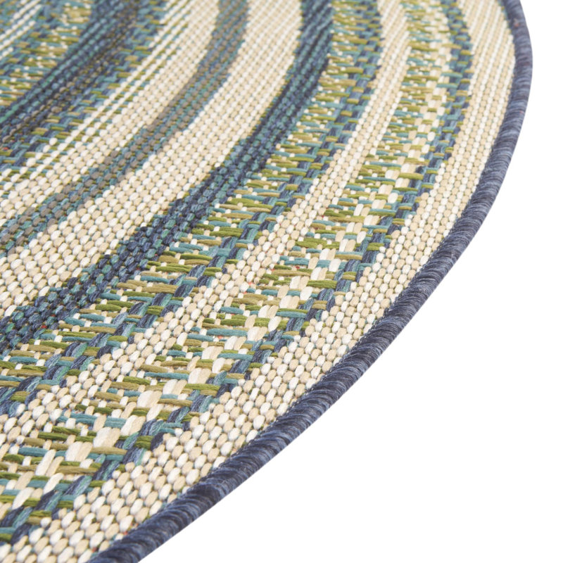 Tavion Geometric Blue/Gray/Green Indoor / Outdoor Area Rug, Round 12'