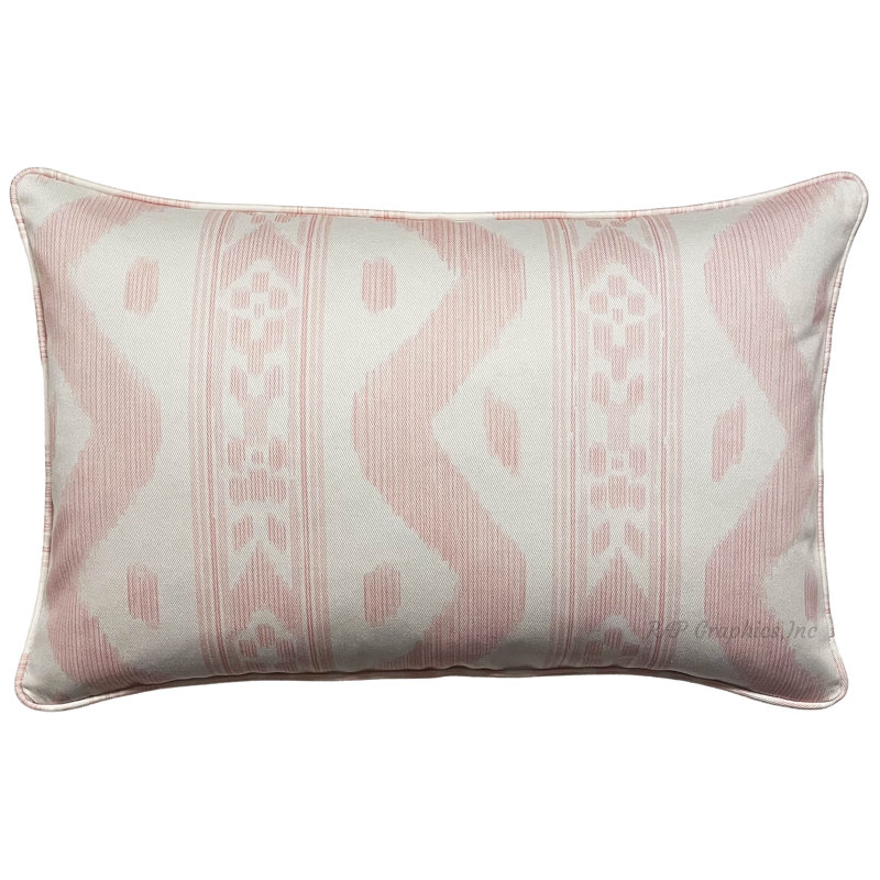 Shell-pink Reversible Ikat Pillow Cover And Insert