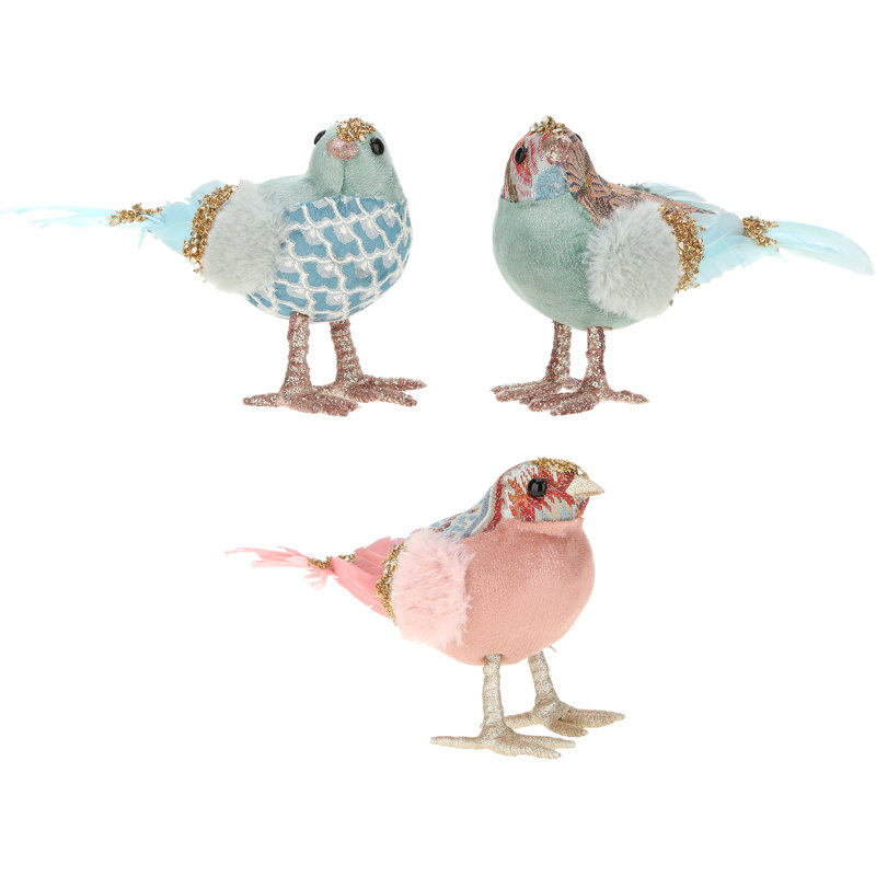 3 Piece Decorative Patchwork Bird Set