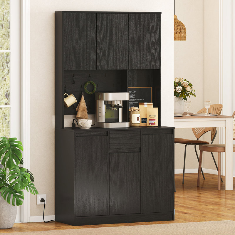 Armoire de rangement avec station de charge 71 po, noir, Noir