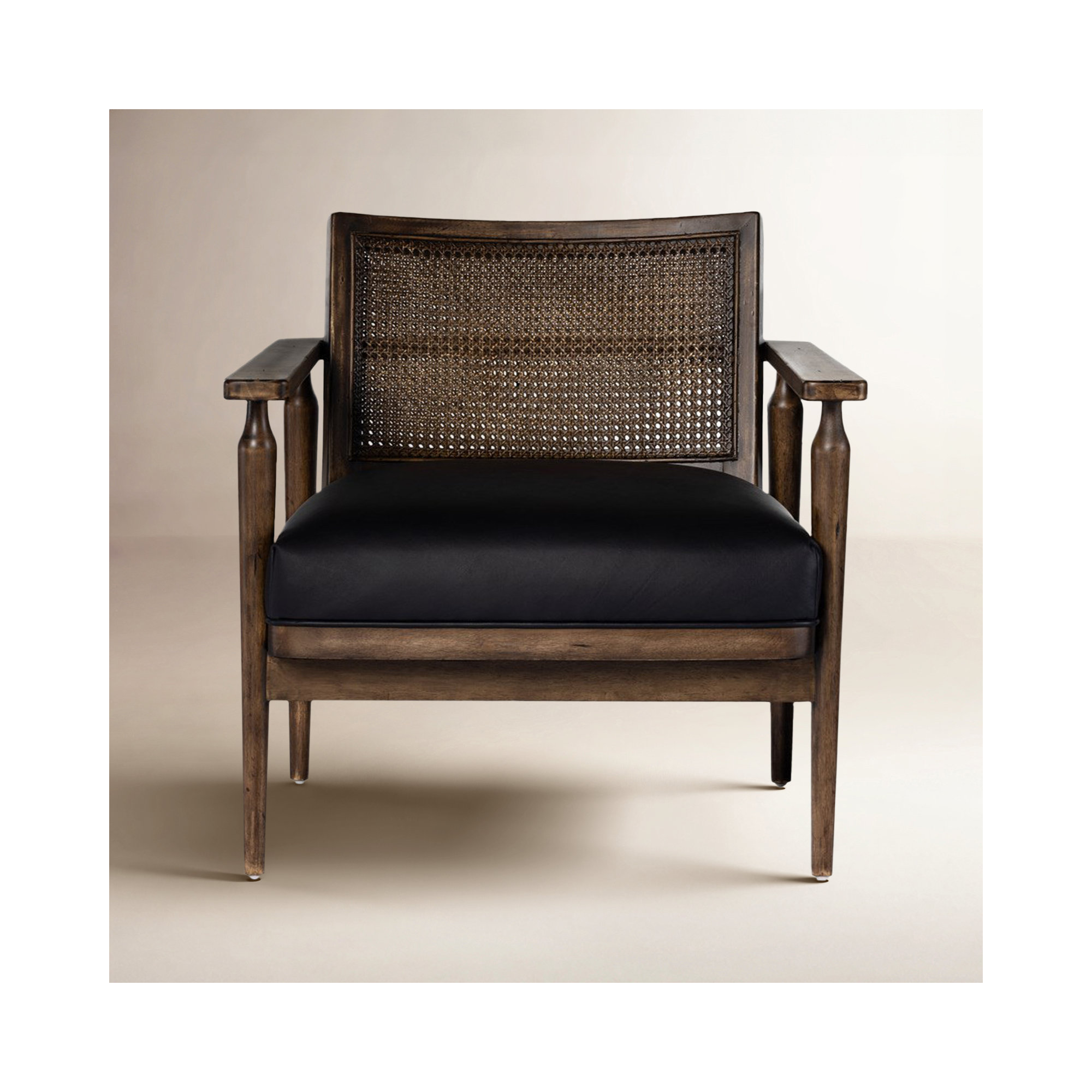 Anasia 30" W Armchair, Carson Black Top Grain Leather
