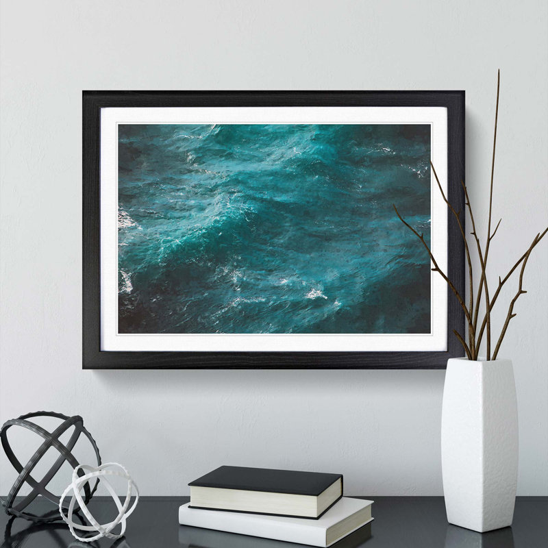 Mood of the Waves - Picture Frame Graphic Art Print, 27cm H x 36cm W x 2cm D, Black Framed