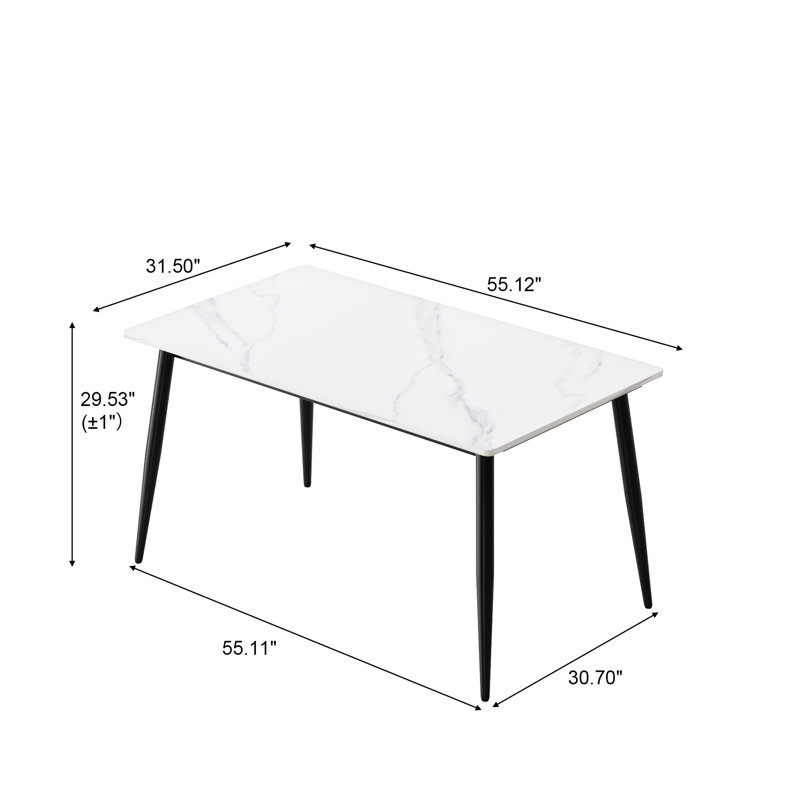 Table de salle à manger 55,85 po, Blanc / Gris, H 30,1 po x L 55,85 po x l 31,25 po