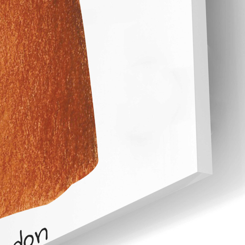 Teckel brun tenant un bol rouge sur imprimé plastique / acrylique, H 24 po x l 16 po x P 0,2 po