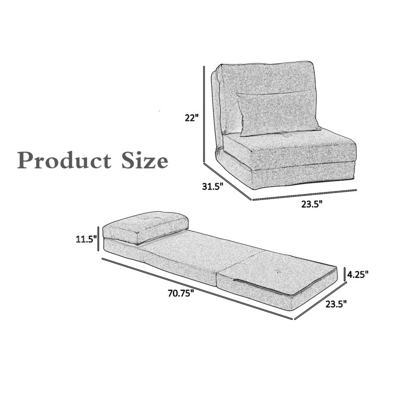 Folding Floor Chair, Blue Linen