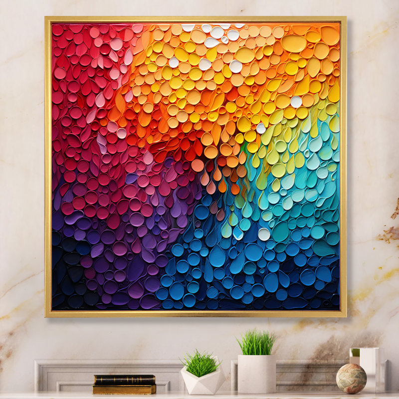 Hardedge Art Contrasting Cadence I - Abstract Wall Decor, Cadre flottant doré, H 30 po x l 30 po x P 1 po