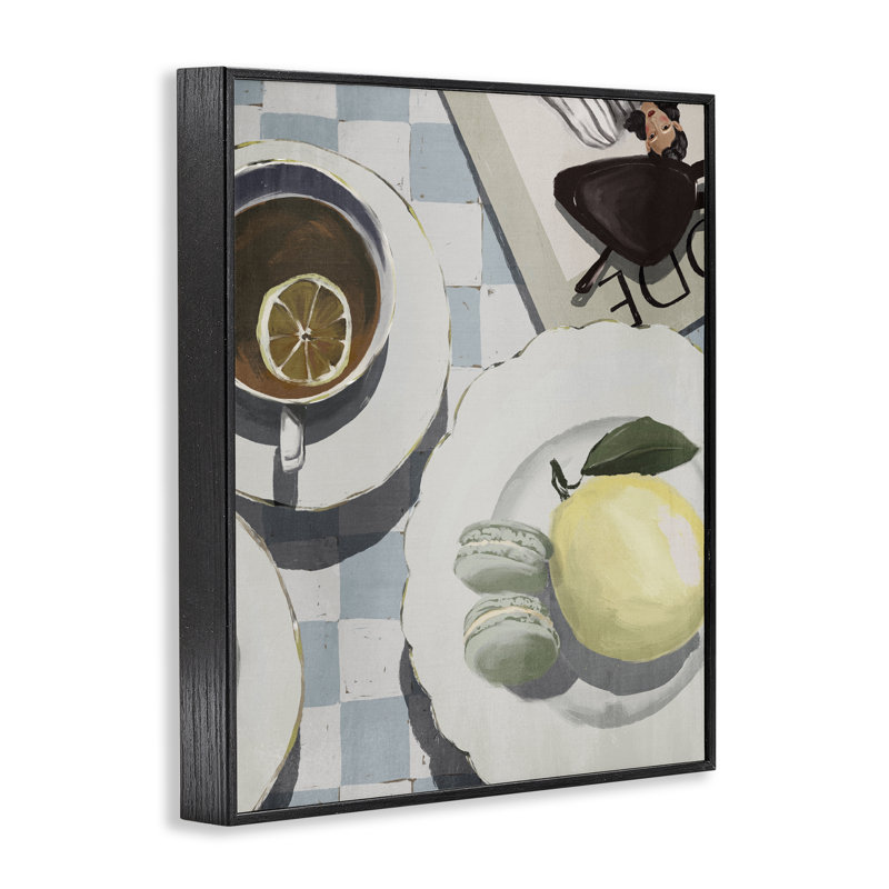 Giclée italienne de table de café italien du matin, design par Anna Lischenko, H 14 po x l 11 po, Giclée encadrée noir minuit
