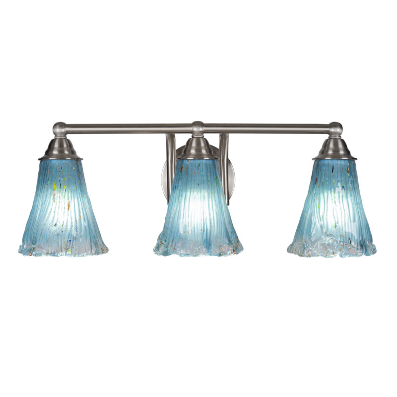 Michell 3-Light Bath Bar, Clear Bubble, Brushed Nickel
