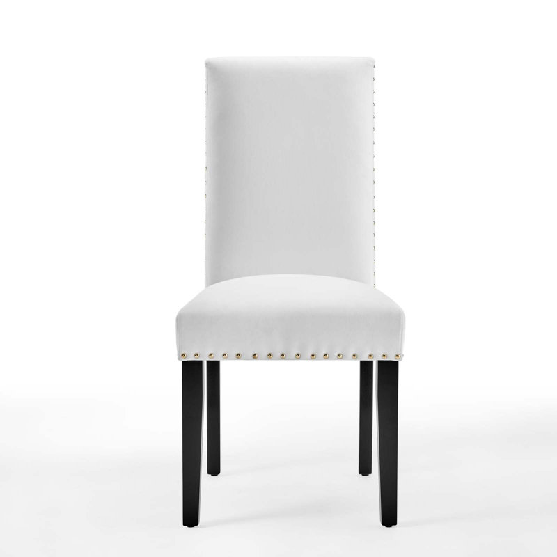 Modway Silver Orchid Lind Velvet Nailhead Trim Dining Side Chairs, White