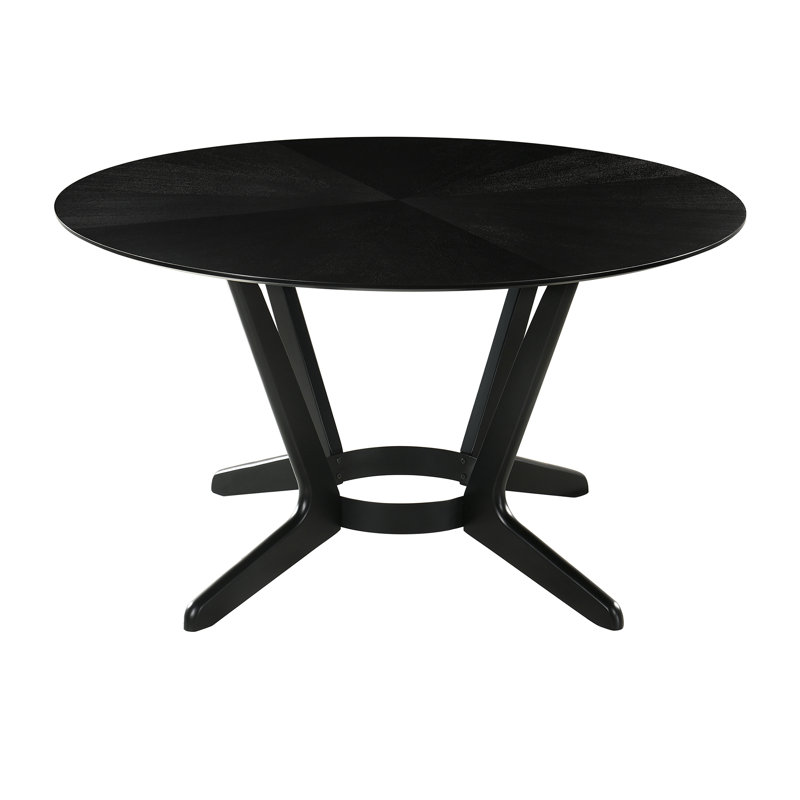 Jeyhan 54'' Round Modern Dining Table for 6 People with Splayed Legs in Rubberwood, Black