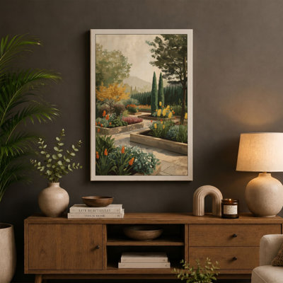 Mediterranean Garden Path Vintage - Wrapped Canvas