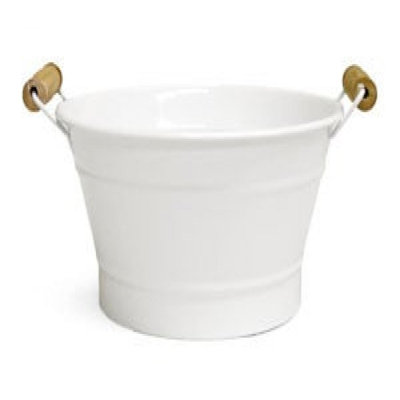 White With Wooden Handles Bucket