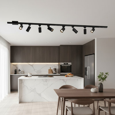12 Lights LED Track Lighting Kit with 13FT H Track Lighting Rails & Floating Canopy Connector