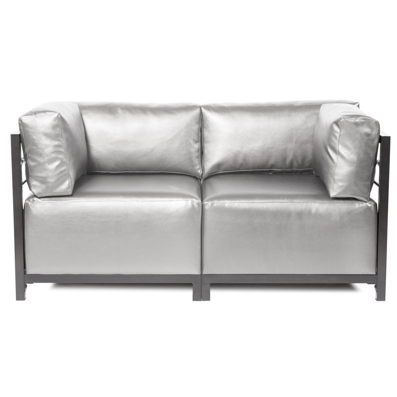 Woodsen 65'' Faux Leather Loveseat, Titanium, Mercury Faux Leather