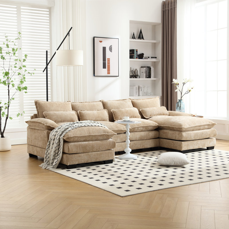Chaise de luxe en chenille avec mousse dense et éponge en U rembourrée, Kaki