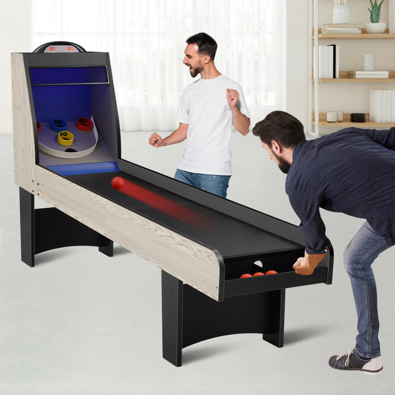 8’ Arcade Ball Roll And Score Machine Table with LED Electronic Scorer, Sound, Automatic Ball Return 2 Player