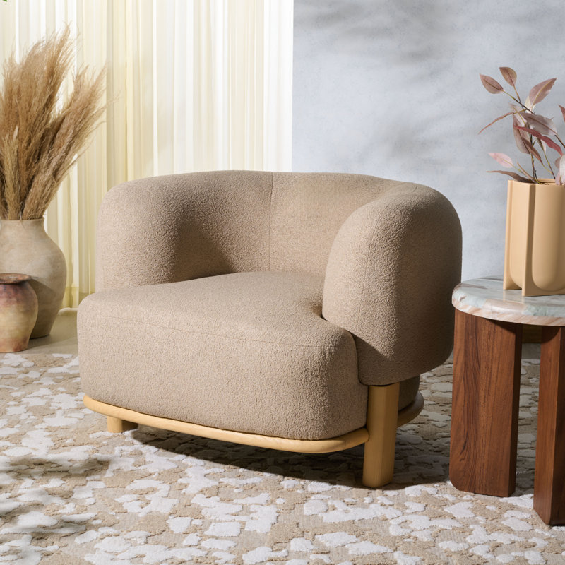 Fauteuil d'appoint Enessa Boucle, Boucle brun clair