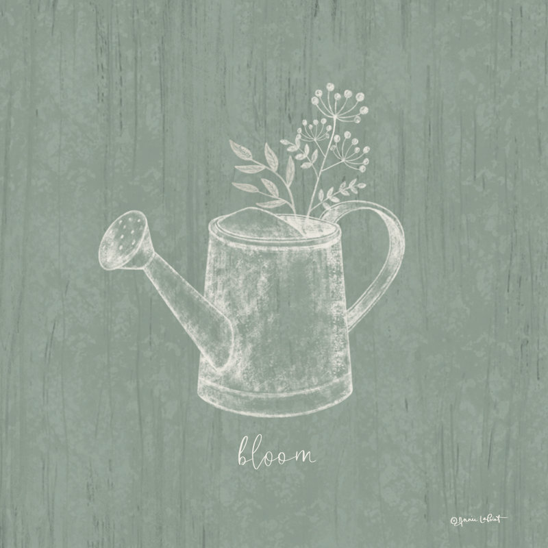 Arrosoir Honeybloom par Annie Lapoint, Cadre doré simple, papier, H 12 po x l 12 po, Blanc