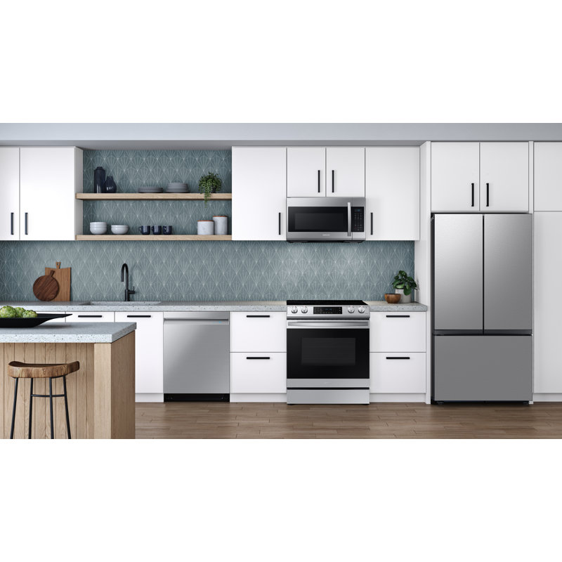 Samsung Bespoke 3-Door French Door Refrigerator (30 cu. ft.) with Customizable Door Panel Colors and Beverage Center
