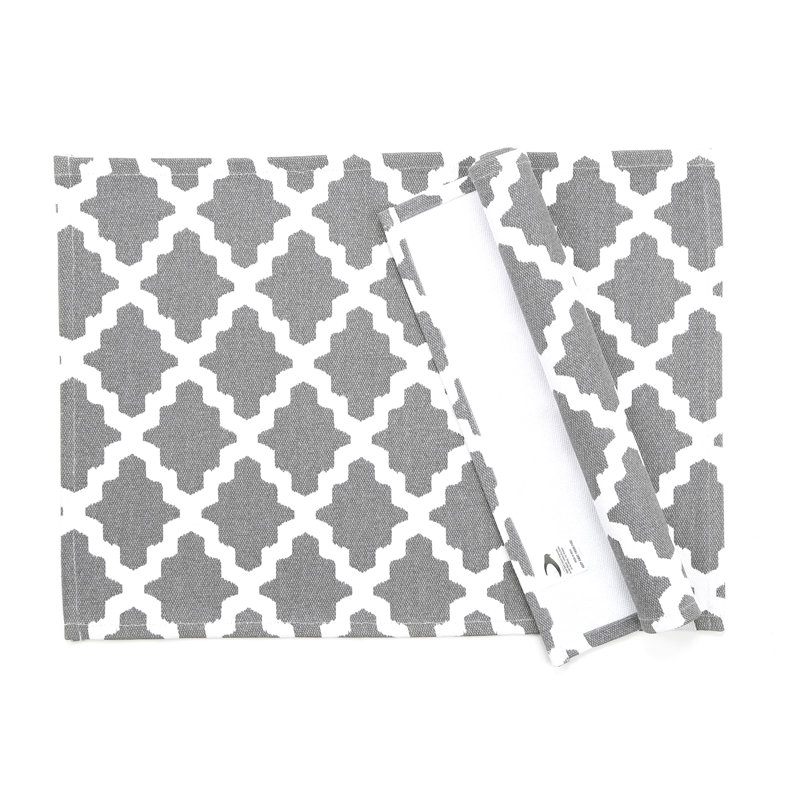 Wilhoit Cotton Geometric Rectangle Placemat, Grey