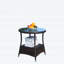 Table basse d'extérieur ronde en osier durable avec plateau en verre trempé transparent, parfaite pour le patio et le jardin