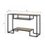 Rustic Oak Finish Table With Metal Construction And 2 Storage Areas Shelves Frame & Black Appearance