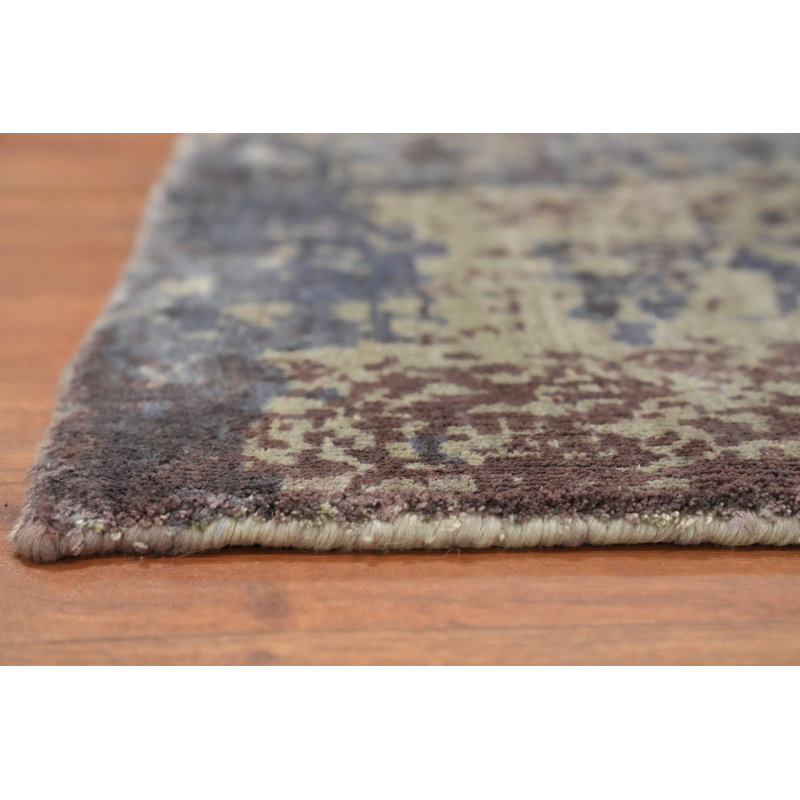 Tapis moderne abstrait 3 x 5 avec des tons de terre doux et une variété de motifs