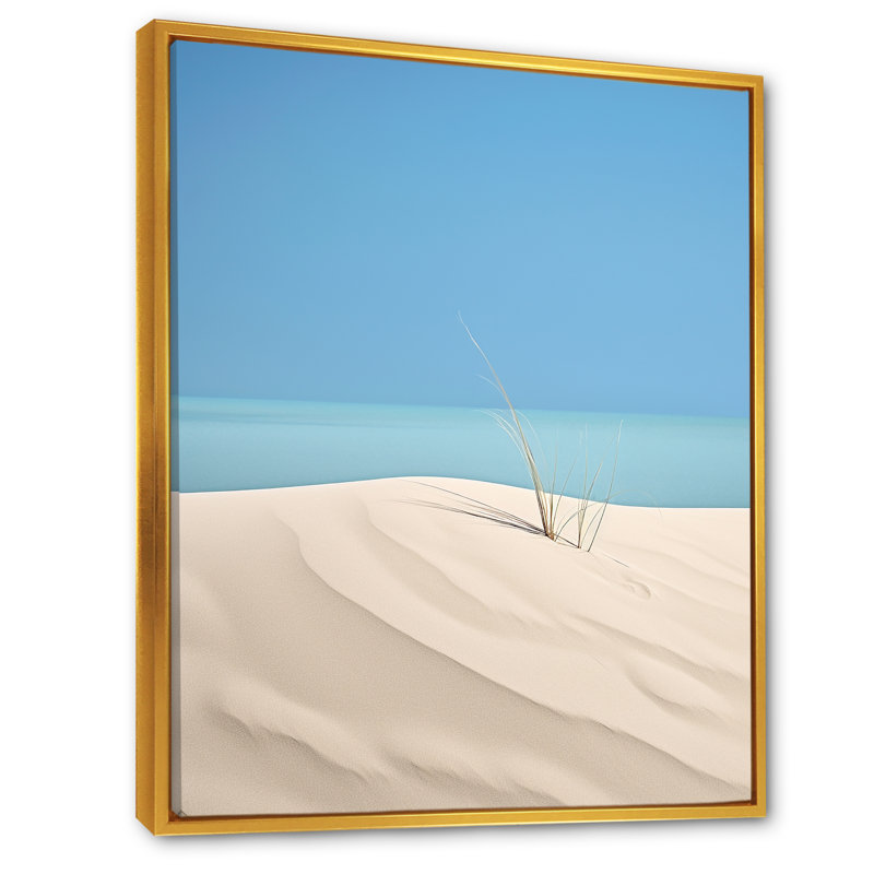 White Dune Solitude sur toile, H 32 po x l 16 po x P 1 po, Cadre flottant doré