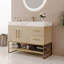 Meuble-lavabo moderne de 36 po avec décor doré et lavabo en céramique intégré, tiroirs supérieurs complets, capacité de soutien élevée