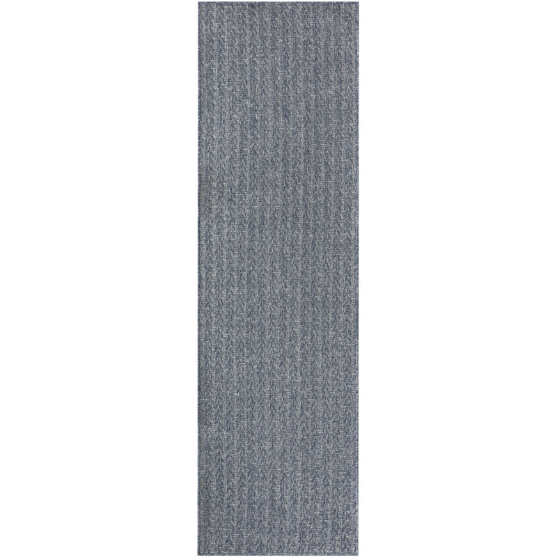 Nourison Tulum 2'2" x 8' Denim Outdoor Rug, Runner 2'2" x 8', Denim
