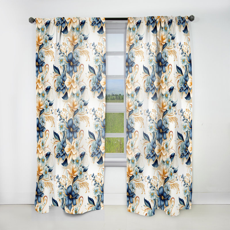 Coastal Retreat Paisley Pattern III - Glam Velvet Curtain - Room Darkening - 1 panel, 52" W x 84" L