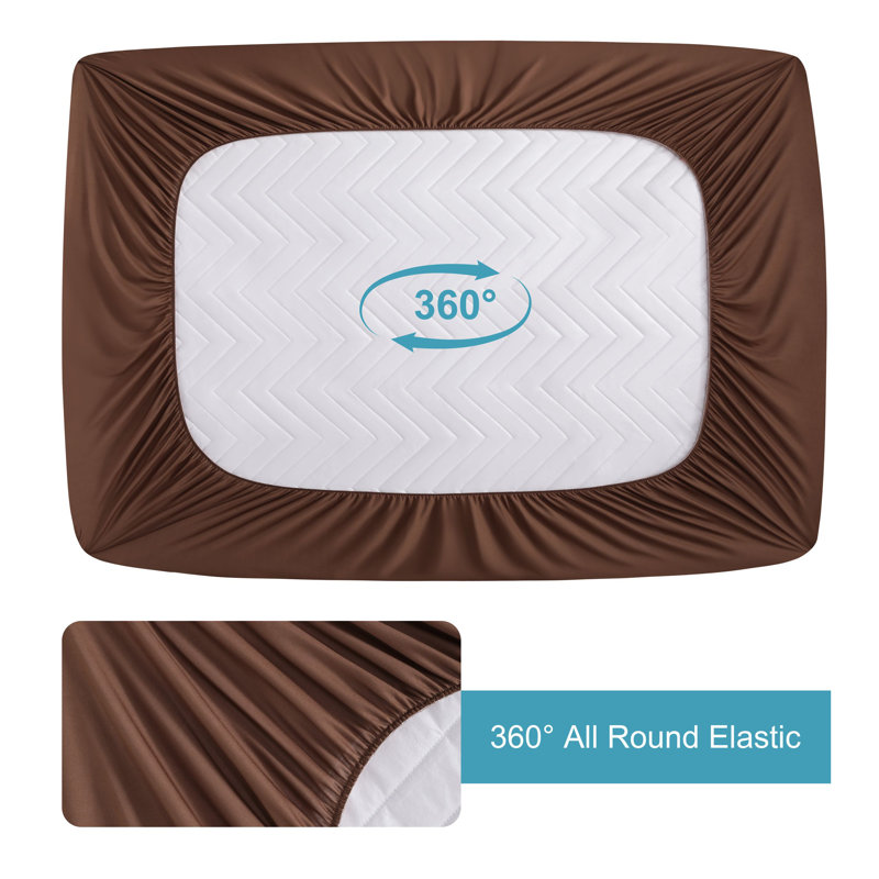 Soft & Breathable Cotton Waterproof Fitted Sheet, Twin Extra Long Fitted Sheet, Brown