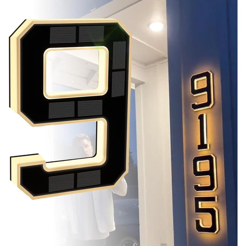 Solar-powered Digital Doorplate Waterproof LED Address Number Sign