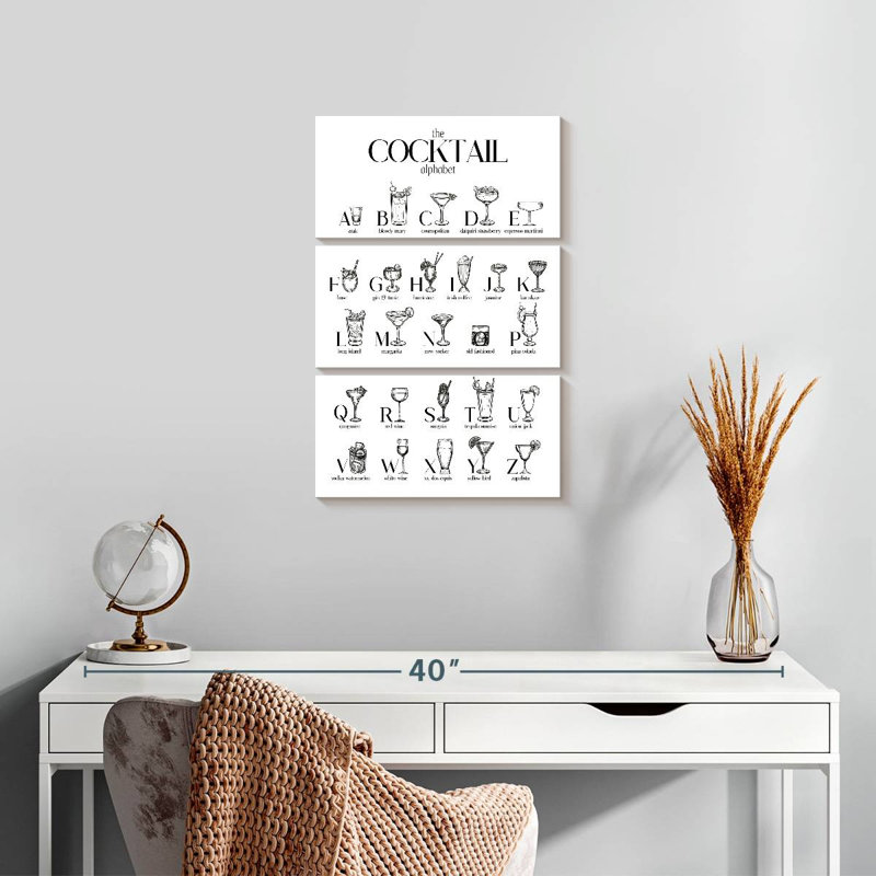 Yarlin Cocktail Alphabet Chart, 50" H x 32" W