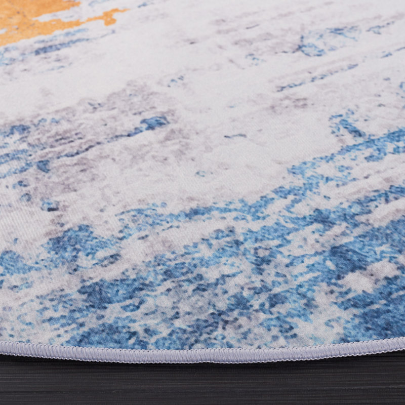 Tacoma Performance Machine Washable Abstract Rug, Round 6'