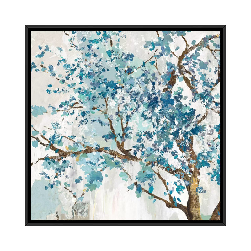 "Indigo Oak" par Allison Pearce, reproduction d’art, Pas de tapis, H 26 po x l 26 po x P 1,5 po, Toile avec cadre noir