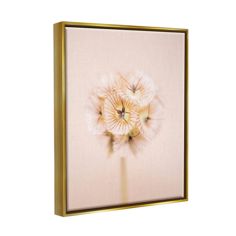 Pastel Pink Floral Canvas Print with Gold Frame, 17" x 21"