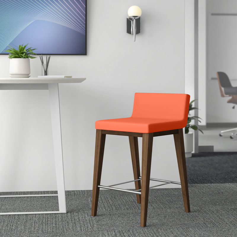 Harlowe Upholstered Counter Stool, Grey Faux Leather, Bar Stool (29" Seat Height)