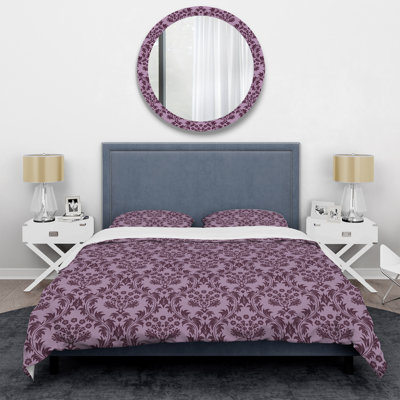 Purple Damask - Abstract Duvet Cover Set - Microfiber Polyester